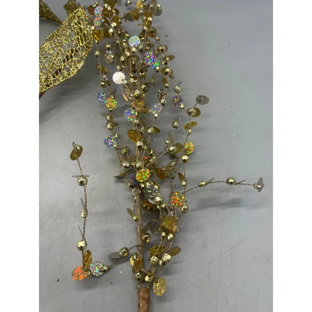 Christmas decor set of 3 gold embellished bling shine artificial branches READ